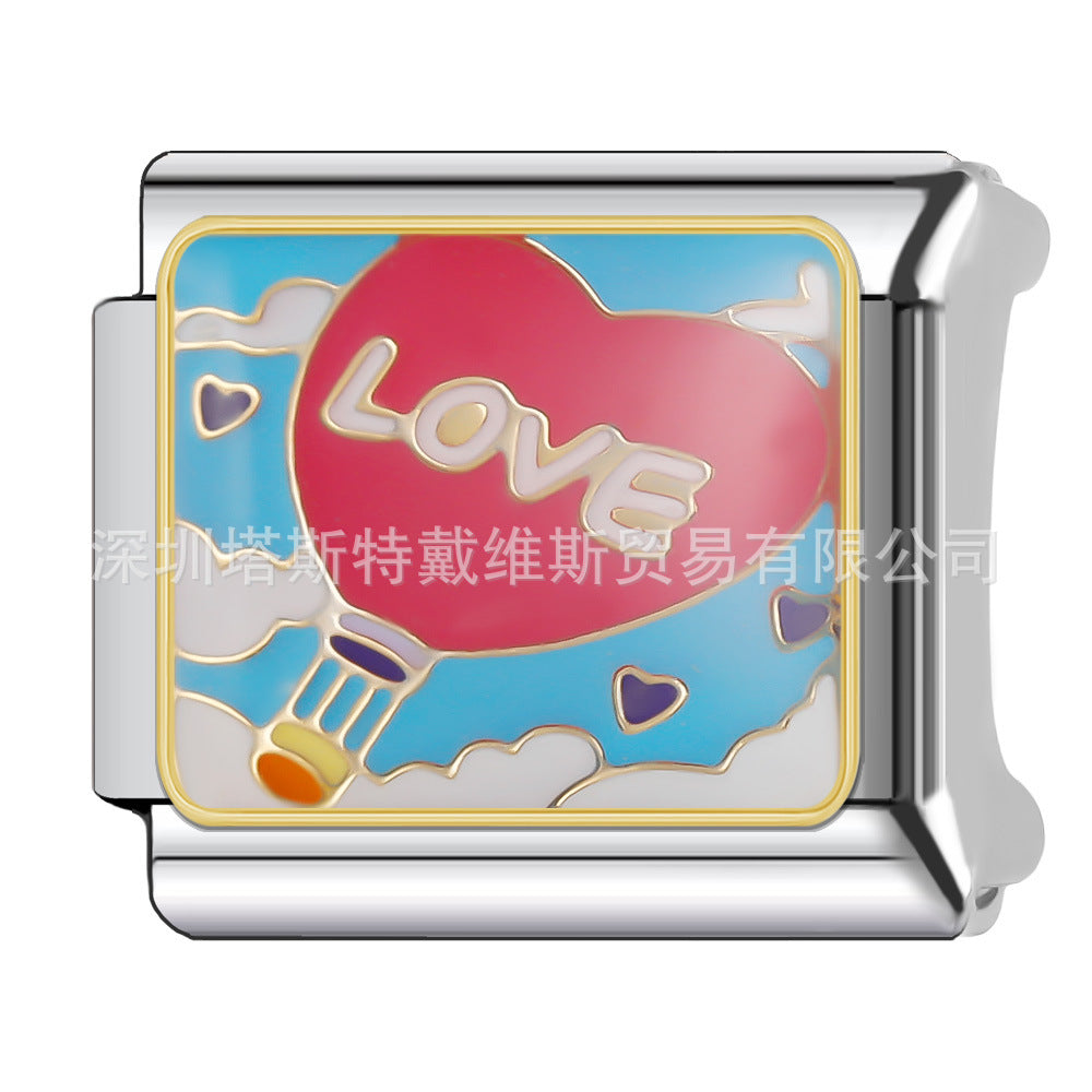Wholesale 9mm Italian Charm Starter Bracelets DIY square Single Section Creative Stainless Steel Composable Bracelet