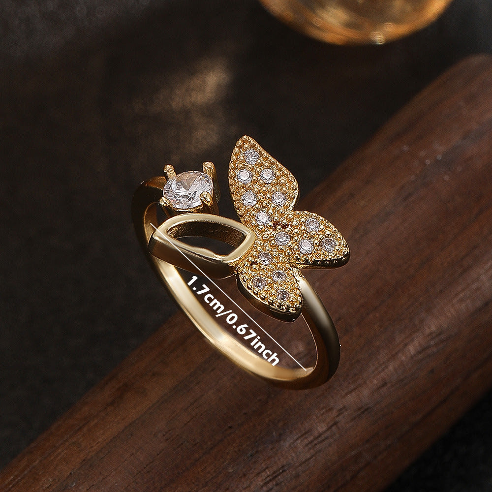 Wholesale Gold Butterfly Moissanite Open Ring For Women Everyday Wear Fashion Accessory