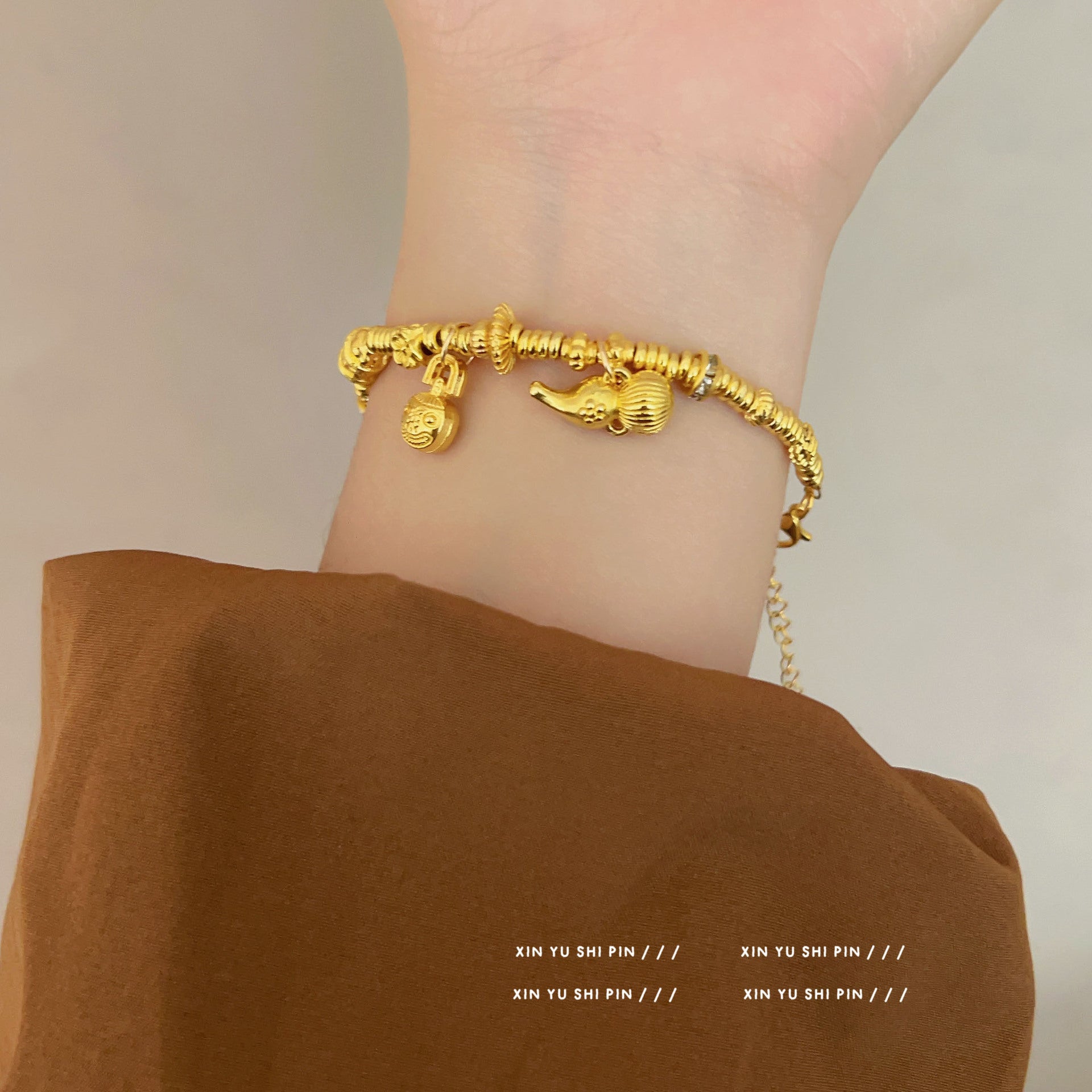 Wholesale Gold Gourd Circle Abacus Bracelet