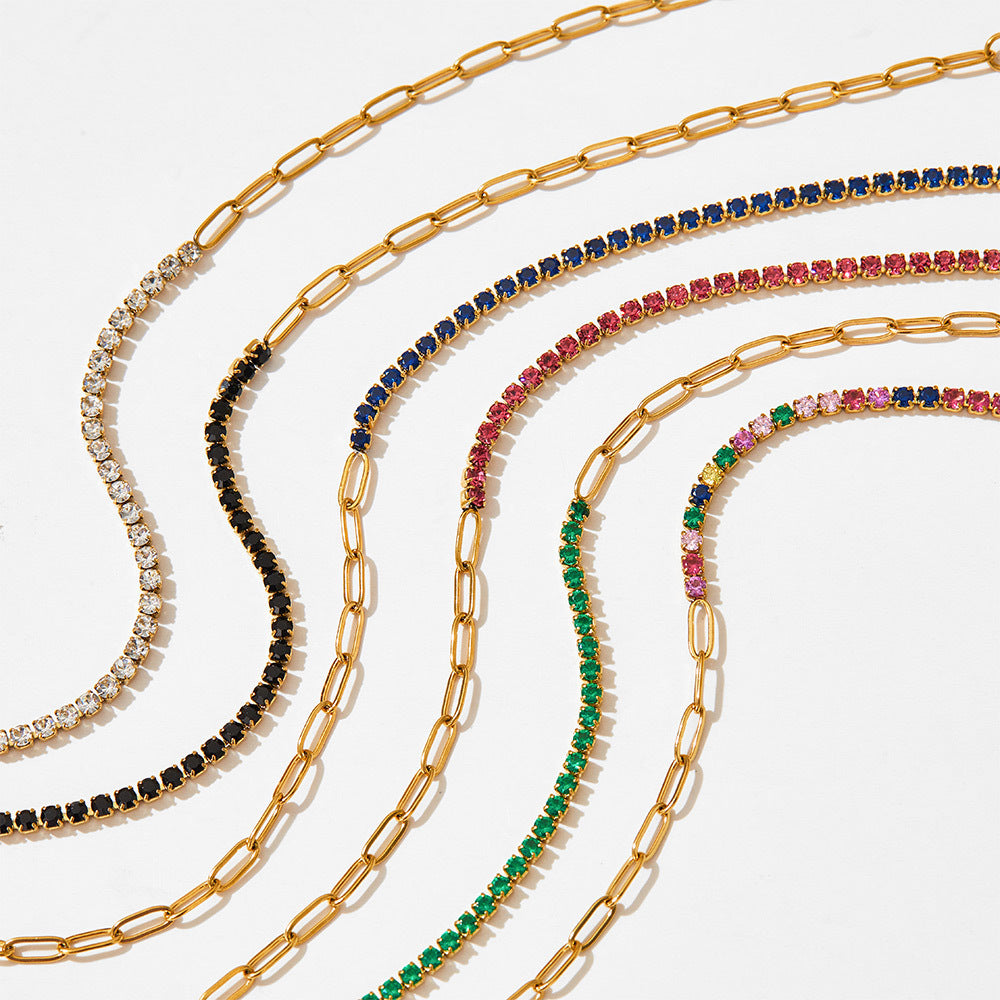 Wholesale  Vacuum Zircon Stainless Steel   Gold Plated Bracelet