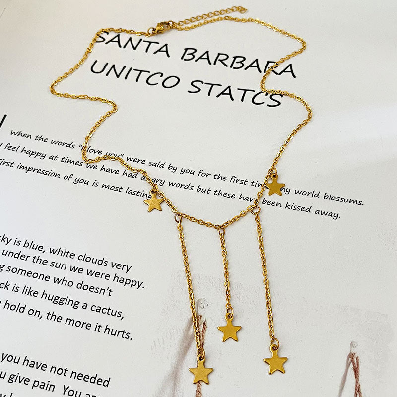 Wholesale star tassel stainless steel pendant Necklace