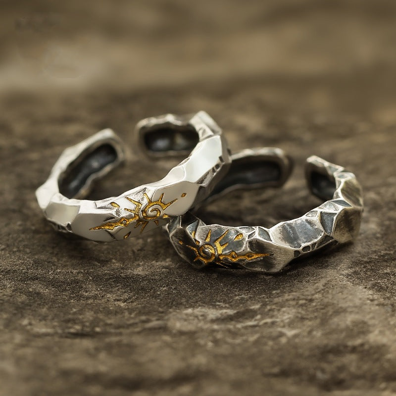 Wholesale Geometric Wishing Stone Ring Silver Plated Fashion Jewelry Accessory for Men and Women