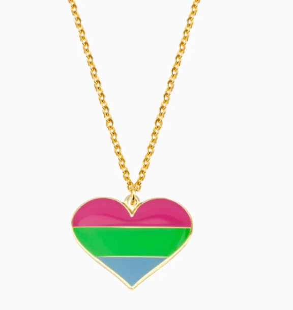 Wholesale Rainbow Color Heart Shaped Oil Drop Pendant Necklace ACC-NE-Zhey001