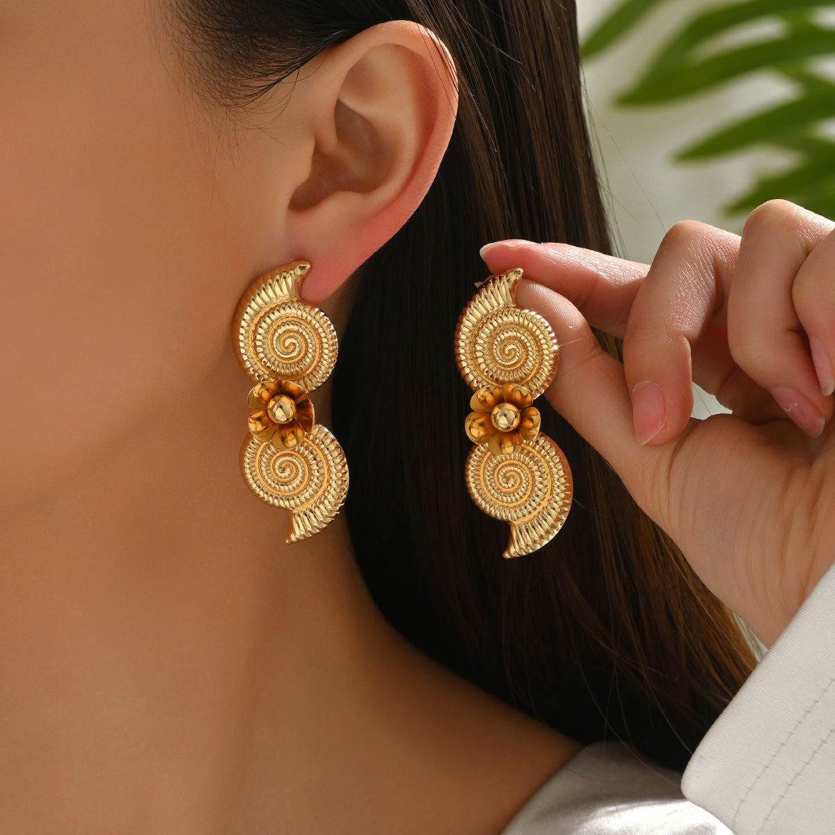 Wholesale Zinc Alloy Geometric Conch Starfish Stud Earrings for Women
