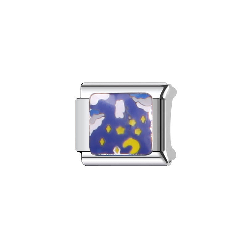 Wholesale Italian Charm Bracelet 9mm DIY Splicing Blue Series Stainless Steel Composable Bracelet