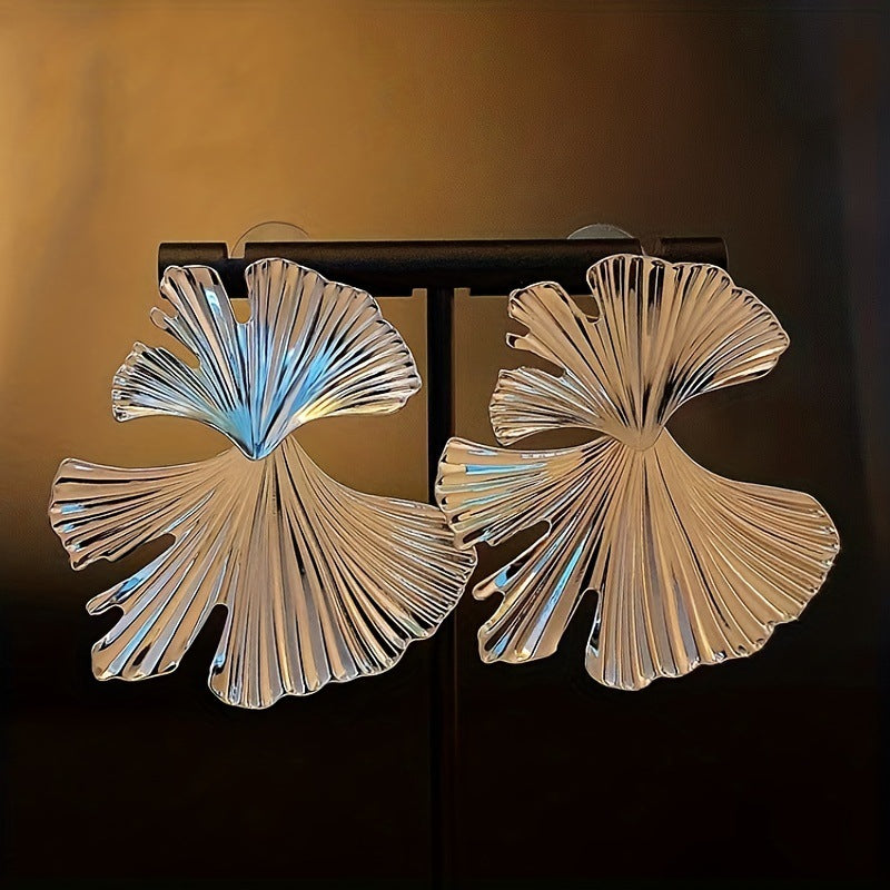 Wholesale  alloy double leaf metal earrings