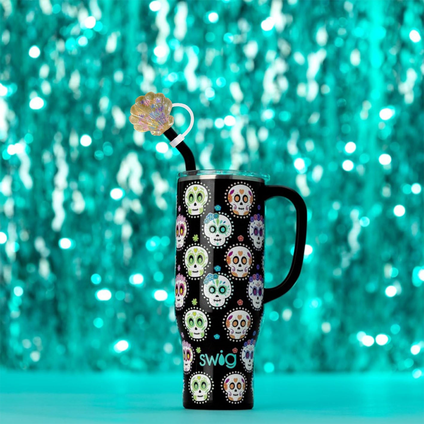 Wholesale Random 100pcs Shell resin 10mm Straw Cover Straw Tube Cap