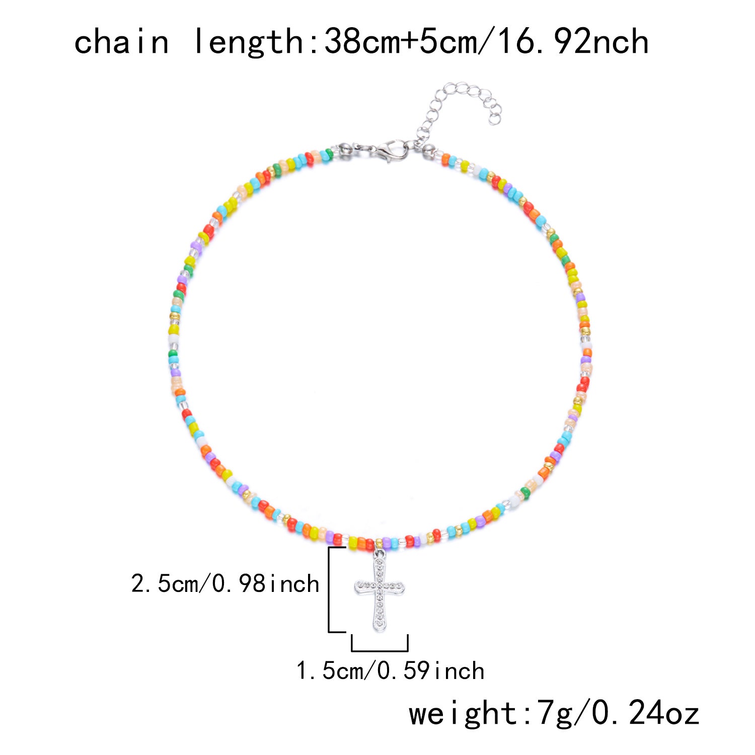 Wholesale colorful beaded cross necklace