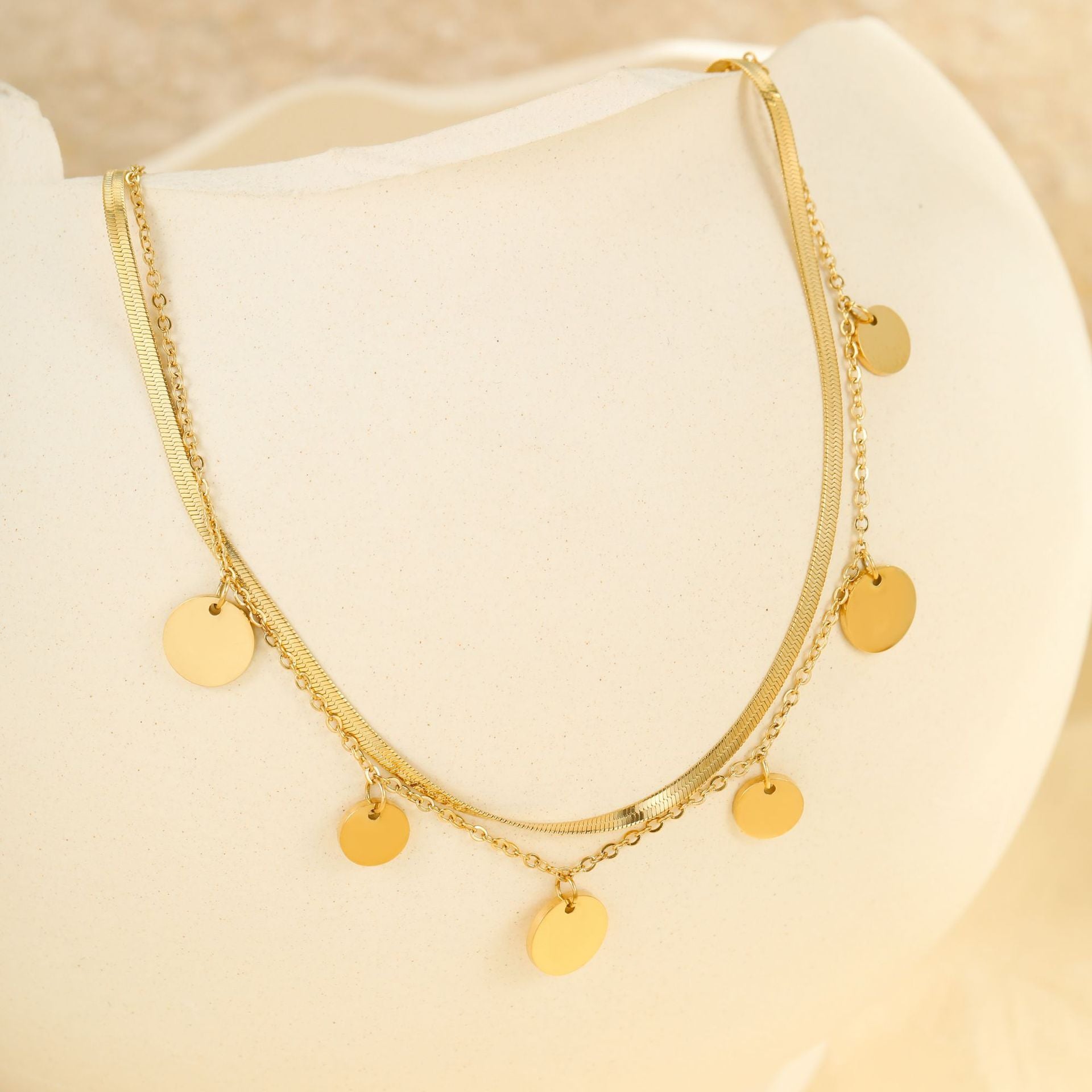 Wholesale Stainless steel beach metal multi-layer stacked anklet suit