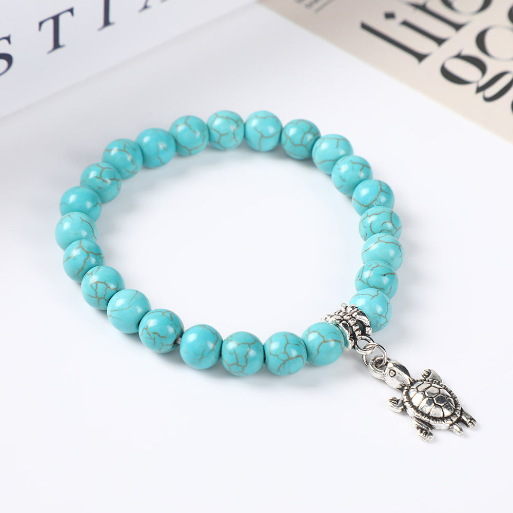 Wholesale Bohemian Turquoise Acrylic Turtle Tree Pendant Bracelet Fashion Accessory for Daily Wear