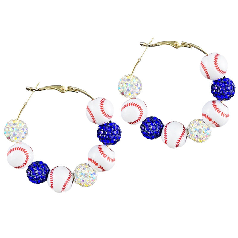 Wholesale  Baseball Game Flash Ball Beaded Earrings