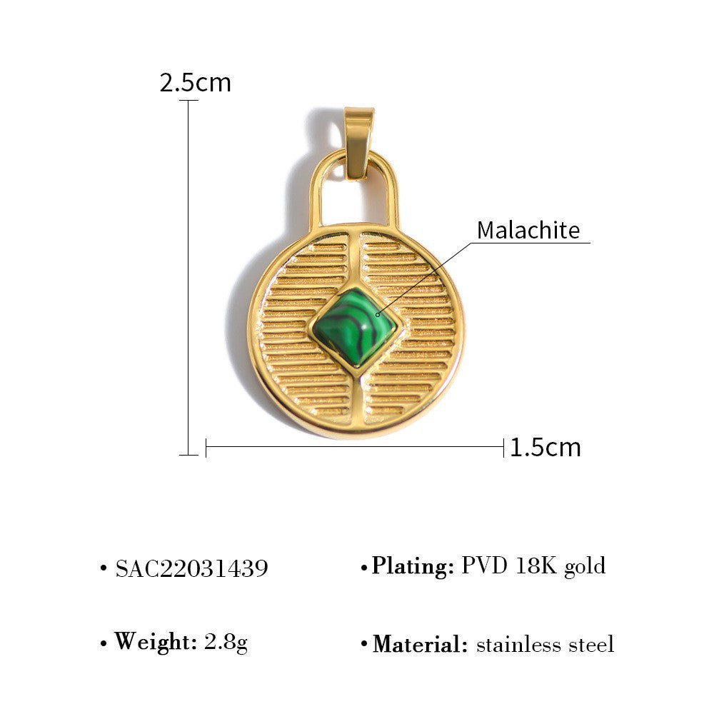 Wholesale Stylish Geometric Stainless Steel Necklace Pendant Natural Stone Drop DIY Jewelry Accessory For Layering And Gift