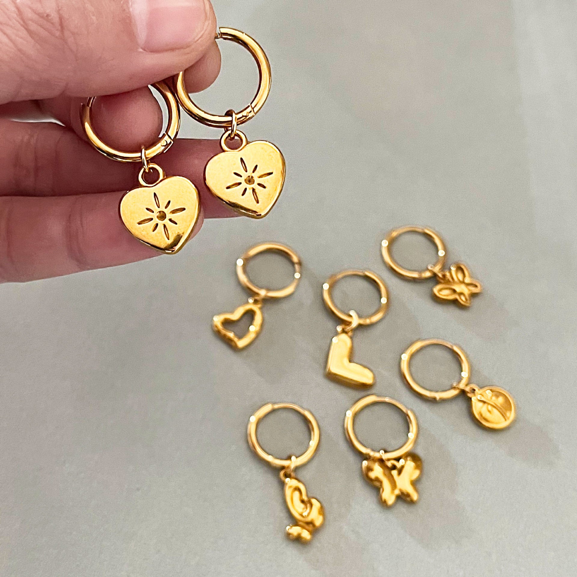 Wholesale hollowed-out  personalized design butterfly and heart earrings