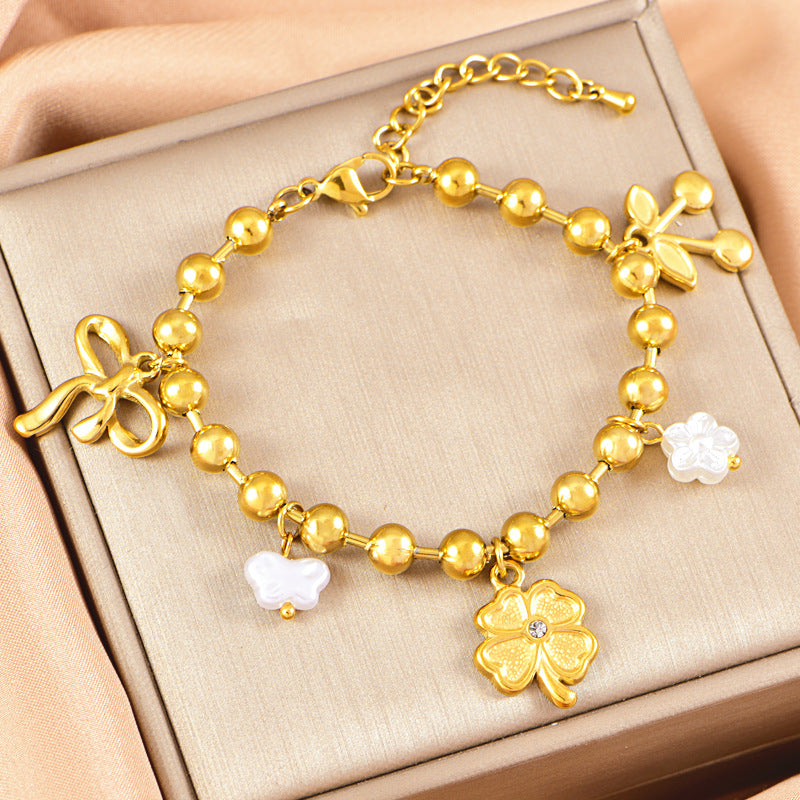 Wholesale Stainless steel  Grass Green Round Brand Bracelet