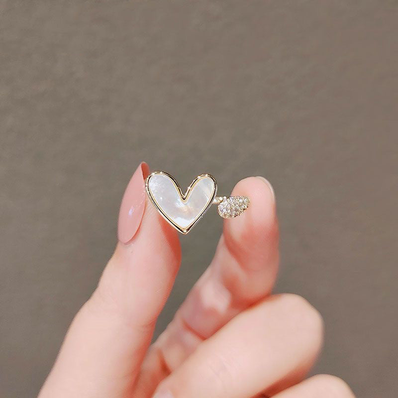 Wholesale Stylish Heart Shaped Open Ring For Women Minimalist Korean Fashion Jewelry Accessory In Zinc Alloy Adjustable Everyday Wear