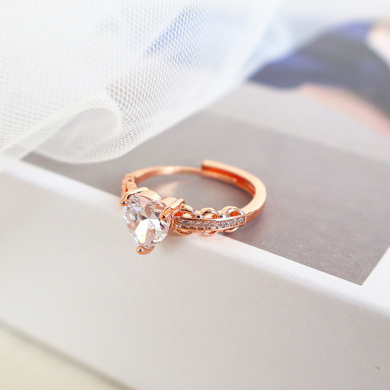 Wholesale Alloy Open Ring with Colorful Cubic Zirconia and Oil Drop Design Trendy Fashion Accessory