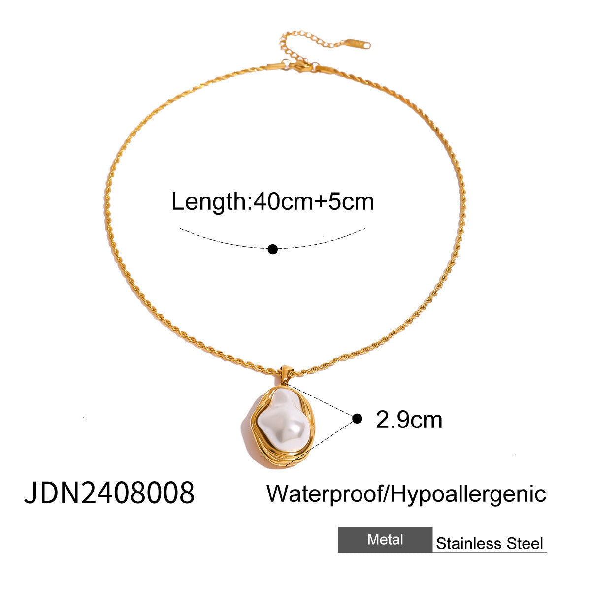 Wholesale Stainless Steel Pearl Necklace Pendant Exaggerated Niche Earrings