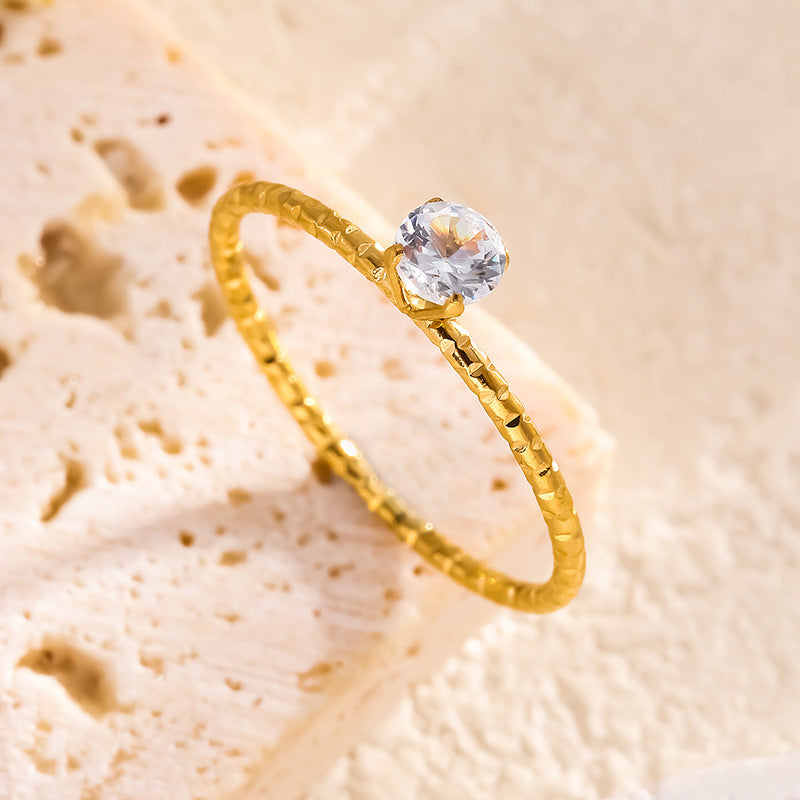 Wholesale Titanium steel rhinestone ring