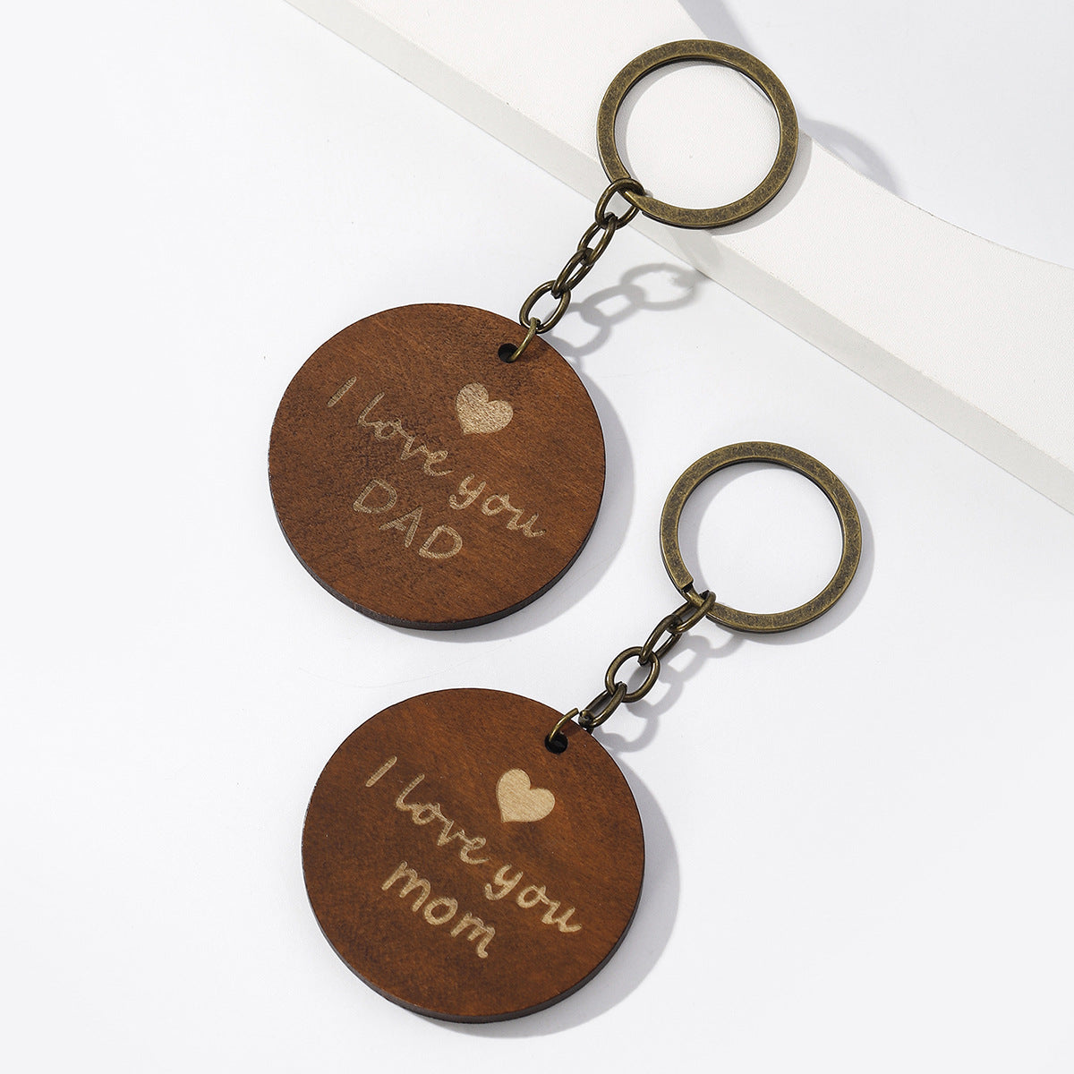 Wholesale I LOVE DAD I LOVE MOM Mother's Day Father's Day Wooden Keychain ACC-KC-RongR036