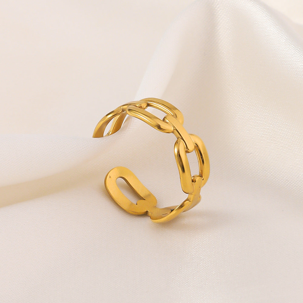 Wholesale stainless steel rings with 18K gold plated open rings