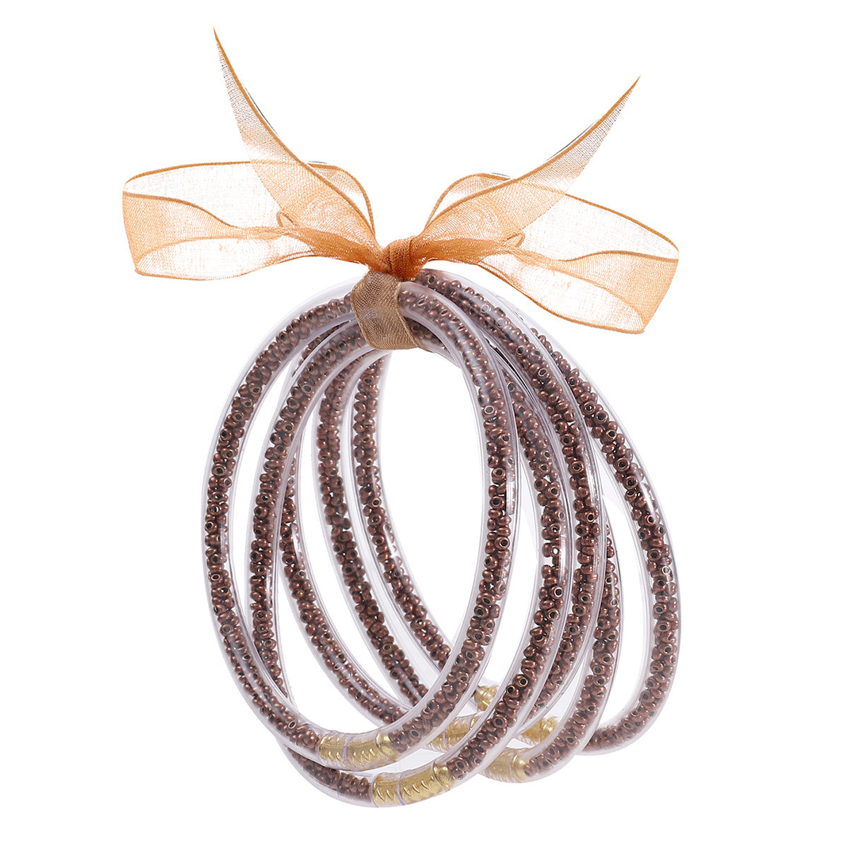 Wholesale Rice Beads Colorful Ribbon Plastic Silicone Tube Bracelet Jelly Bangles Beaded Bracelets ACC-BT-YTian005