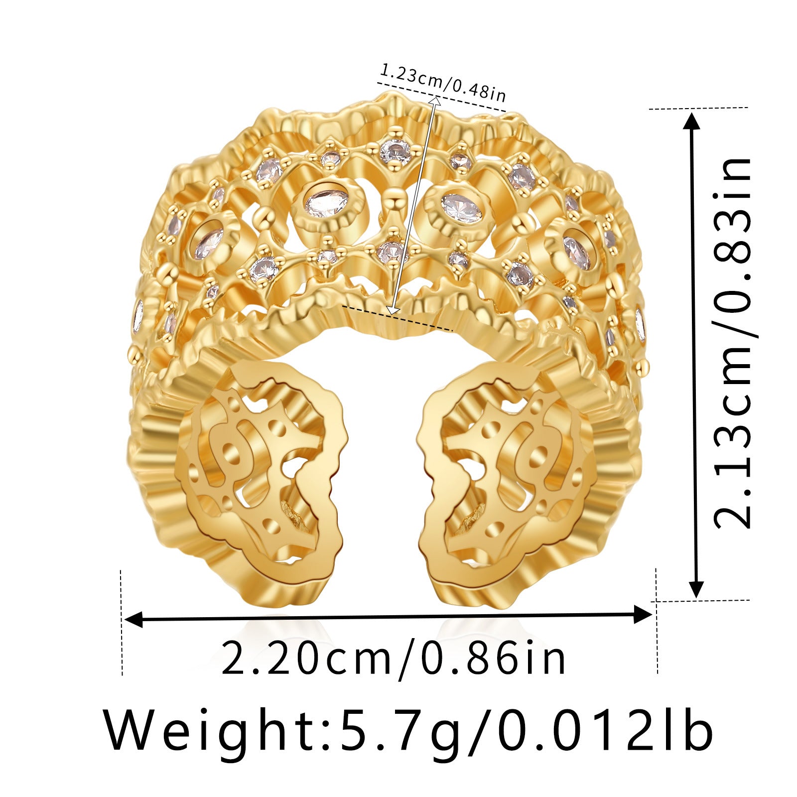 Wholesale Brass plated 18K real gold  ring animal butterfly design personality ring