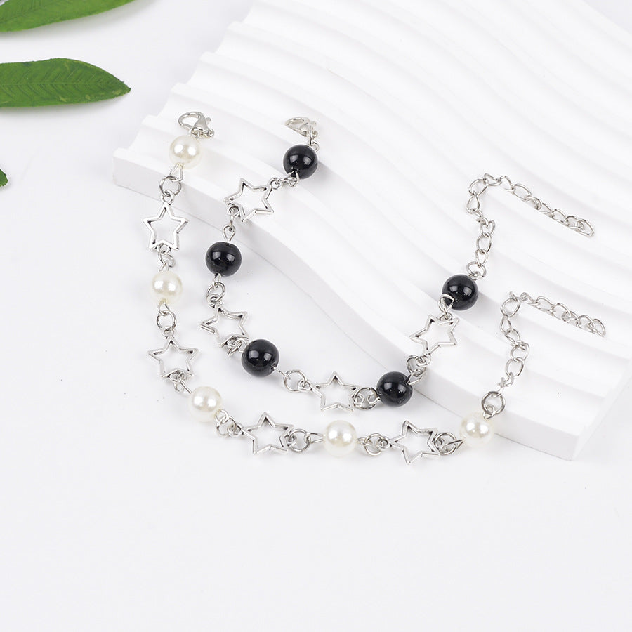 Wholesale Retro Star Pearl Bracelet Punk Hollow Design Stylish Jewelry Accessory For Gift