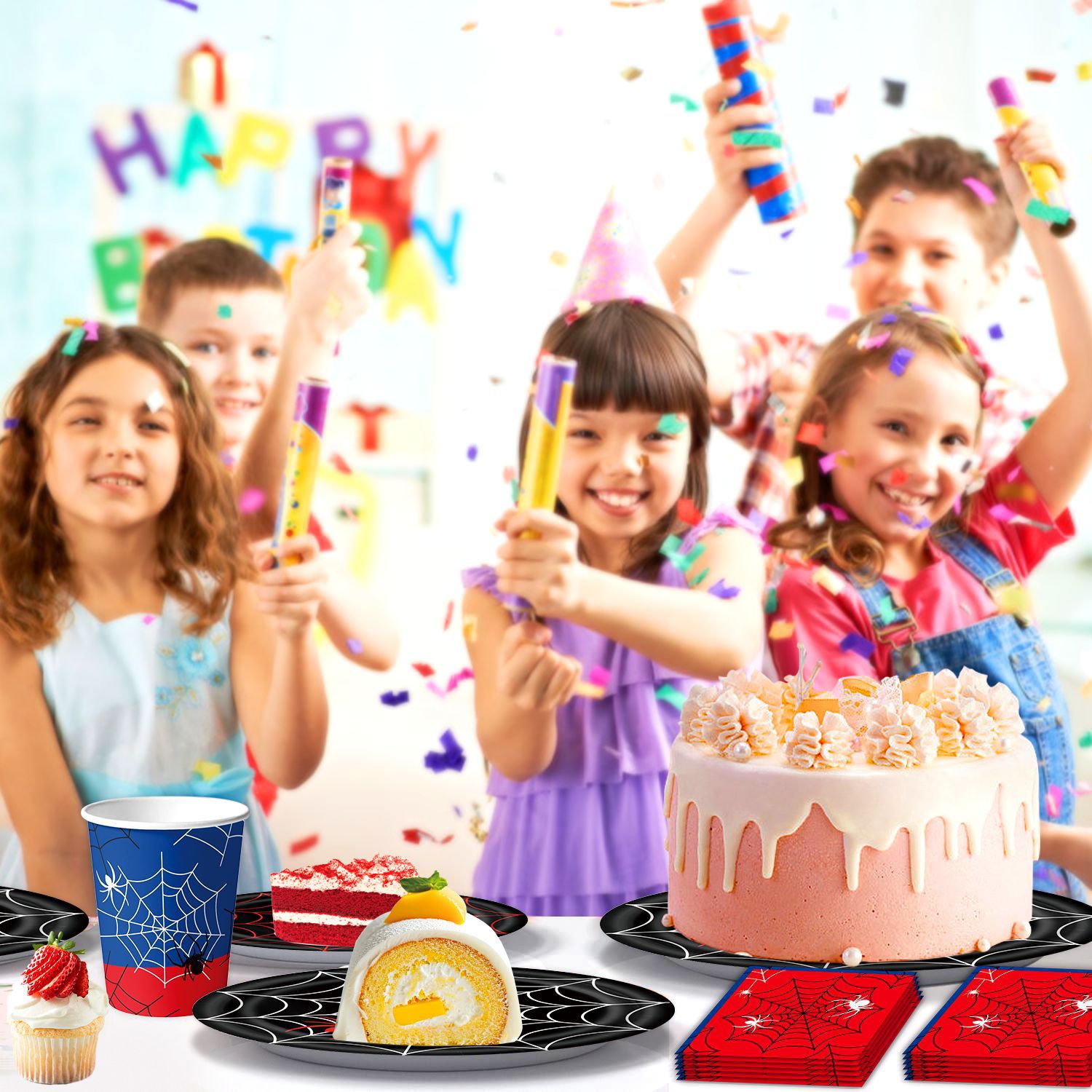 Wholesale   Web Party Pull Flag Banner Paper Plate Decorations