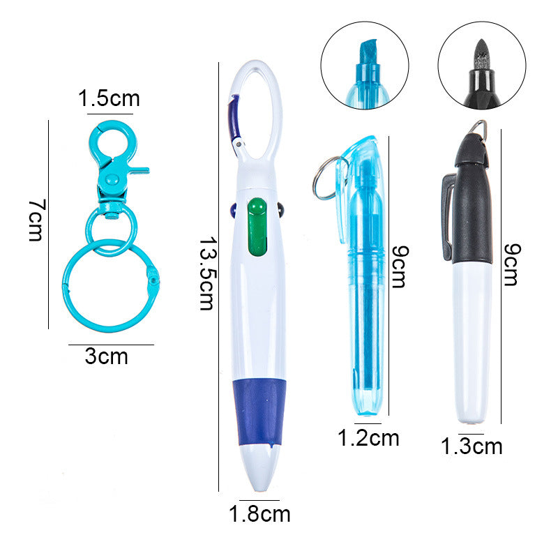 Wholesale Four Color Ballpoint Pen Mountaineering Clip Highlighter Set Keychains ACC-KC-DiGuo001