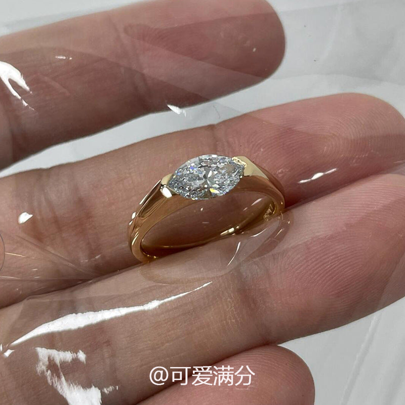 Wholesale Stylish Copper Ring with Rhombus Zircon,  Retro Design,  Fashion Jewelry Accessory for Women,  Boutique Resale