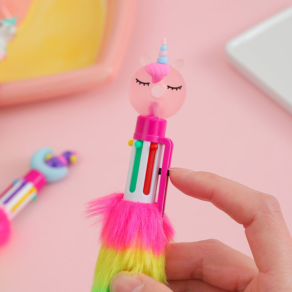 Wholesale Unicorn Plush Press Rainbow Color Neutral Pen