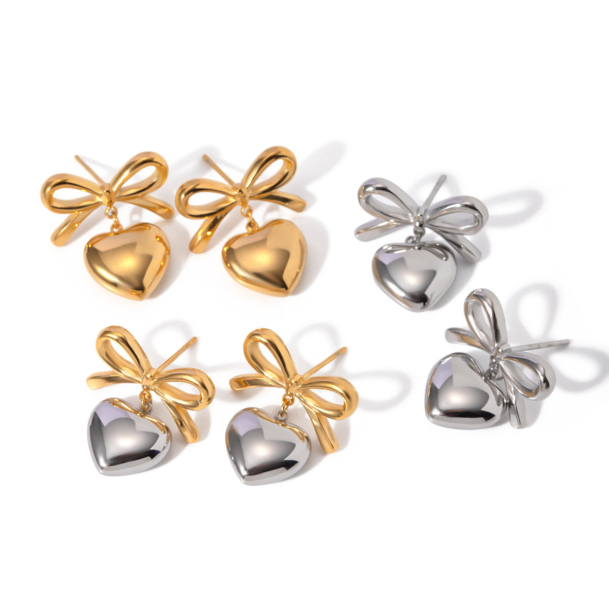 Wholesale stainless steel contrast heart earrings