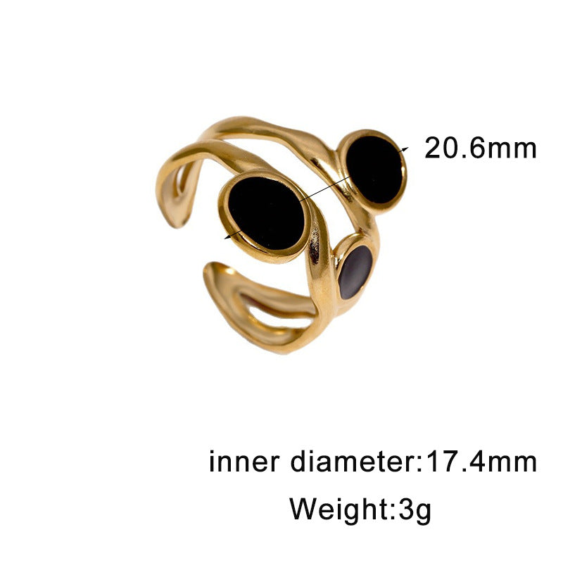 Wholesale Gold Plated Stainless Steel Open Ring Irregular Twisted Design Artistic Jewelry For Women Fashion Accessory Gift
