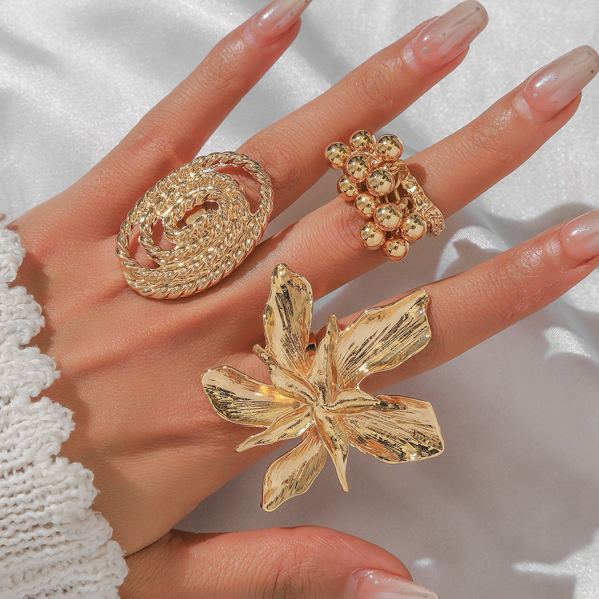 Wholesale high-end ins ring bracelet simple niche retro exaggerated open ring