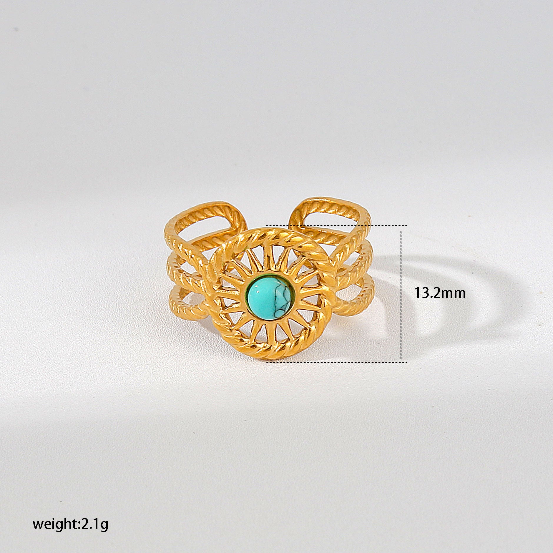Wholesale Turquoise Star Moon Open Ring Stainless Steel Women S Chic Fashion Accessory