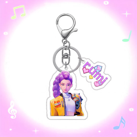 Wholesale Demon Hunter Girls Group Two-piece Acrylic Keychain