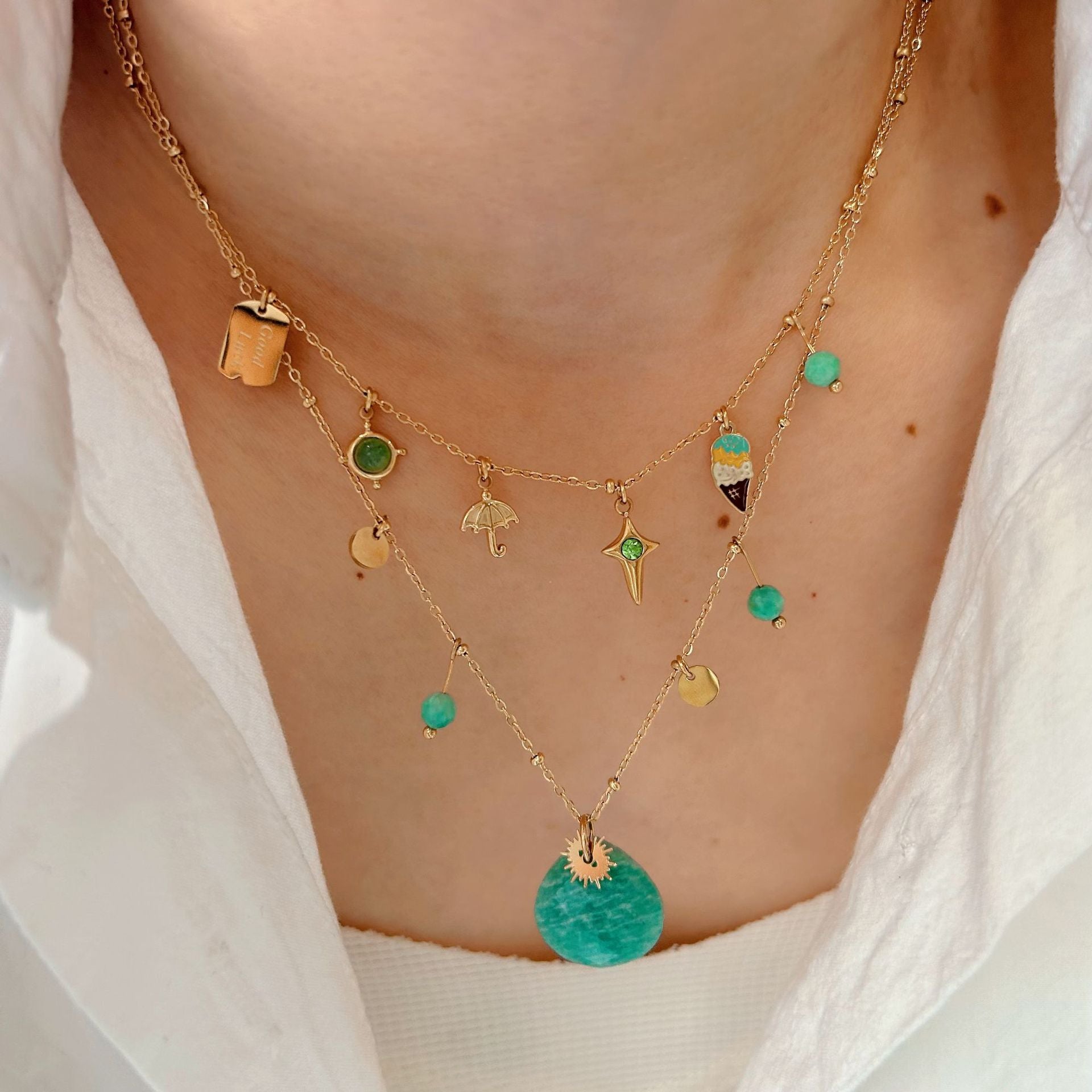 Wholesale  Love Stone Necklace Light Luxury Stainless Steel Chain