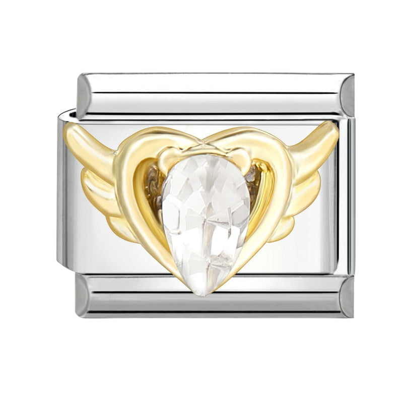 Wholesale Italian Charm Bracelet 9mm DIY Splicing Removable Stainless Steel Diamond Patch Composable Bracelet