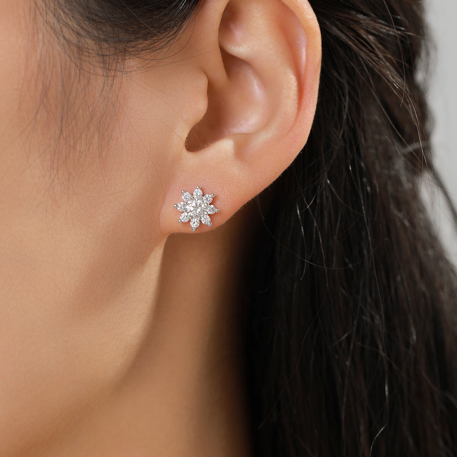 Wholesale  diamond s925 silver flower earrings