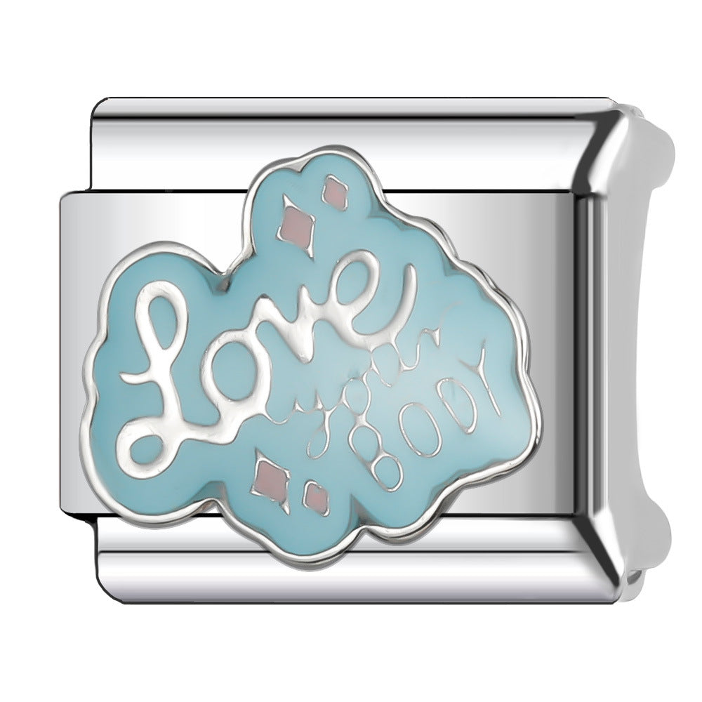 Wholesale Italian Charm Bracelet 9mm DIY Splicing English Stainless Steel Composable Bracelet