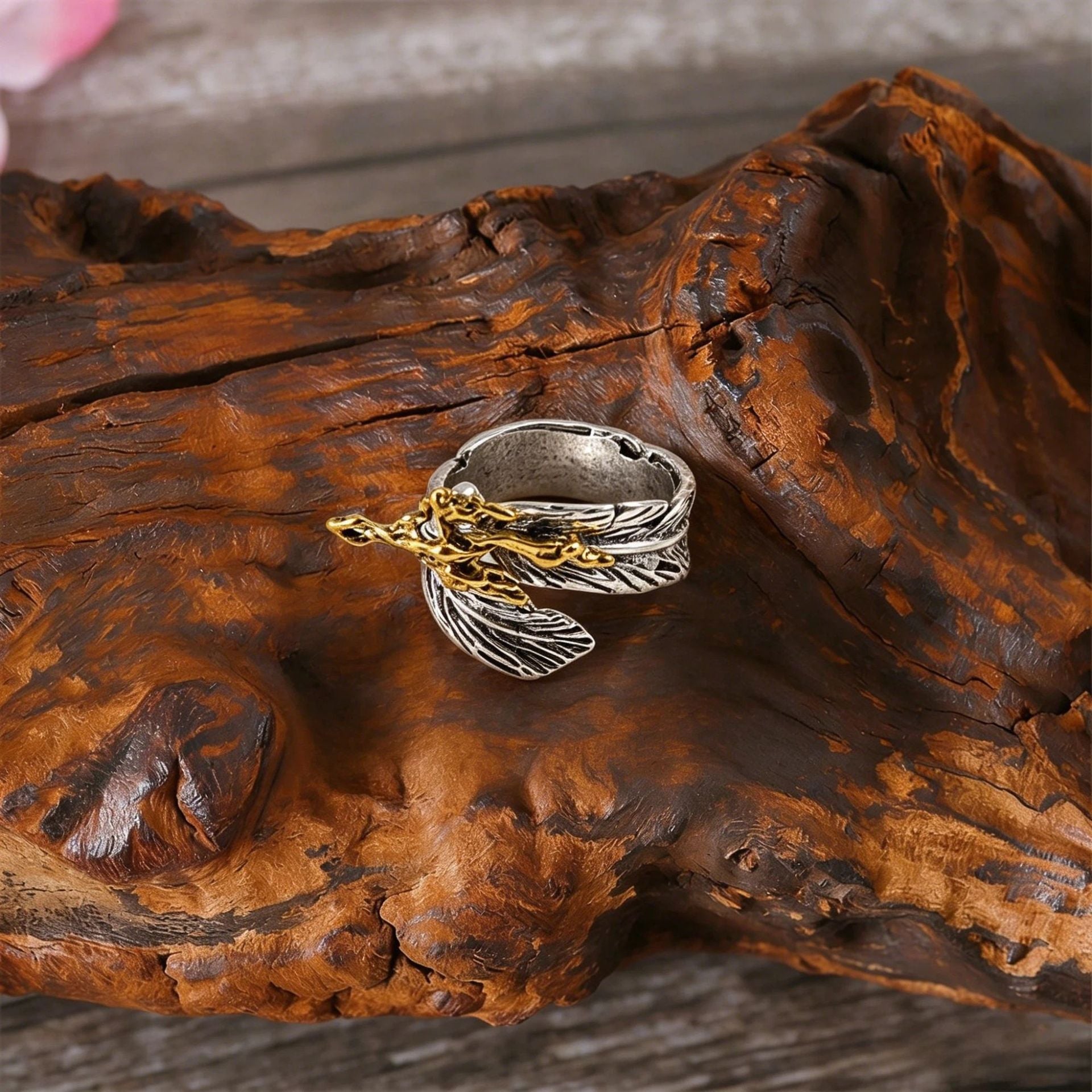 Wholesale Flame Feather Ring Zinc Alloy Vintage Style Fashion Jewelry Accessory for Everyday Wear