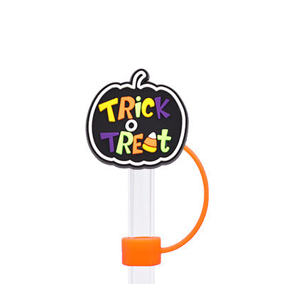 Wholesale Random 100pcs Halloween 10MM PVC Straw Tube Cap ACC-SCR-YiQu002