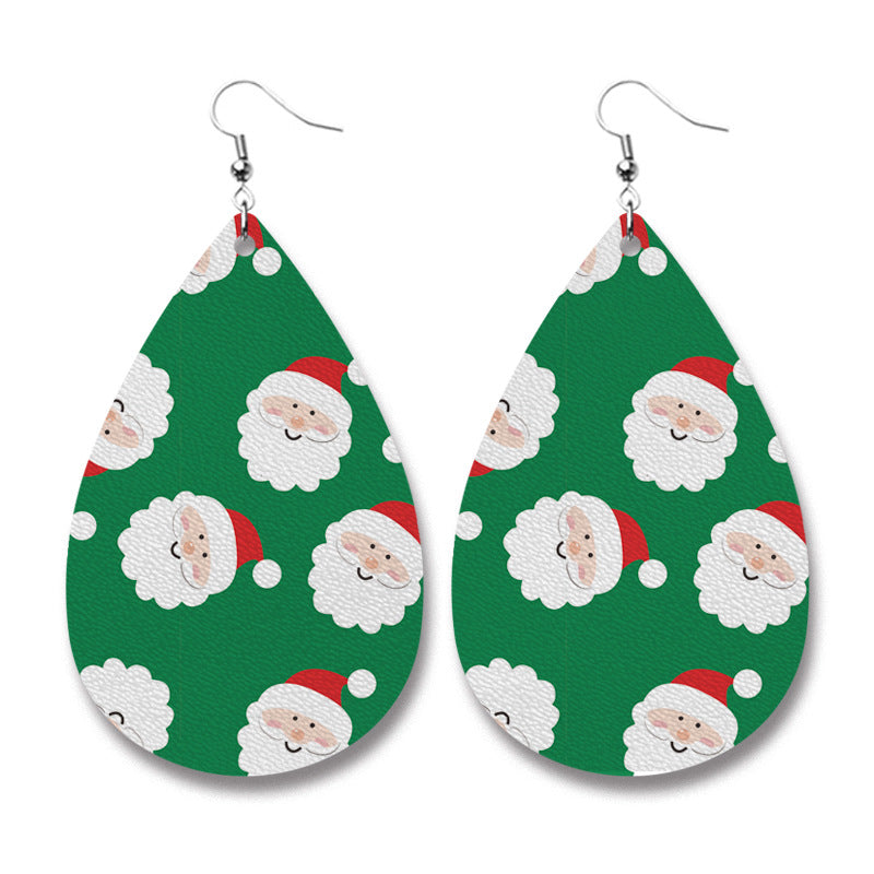 Wholesale 2 Pairs/Pack Christmas PU Leather Earrings ACC-ES-HY173