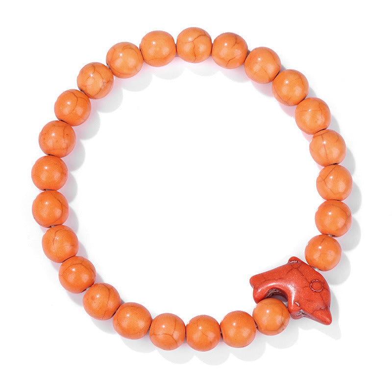 Wholesale Natural Stone Beads Dolphin Bracelet ACC-BT-YinYi007
