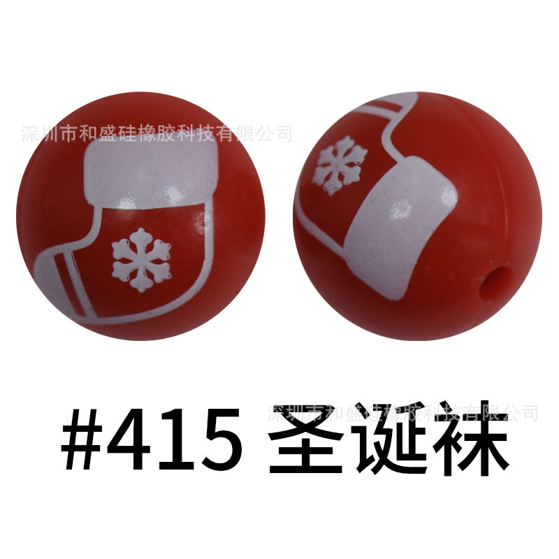 Wholesale 50pcs 15mm Western Style Leopard Skull Color Aztec Printed Silicone Balls Beads ACC-BDS-HeSheng002