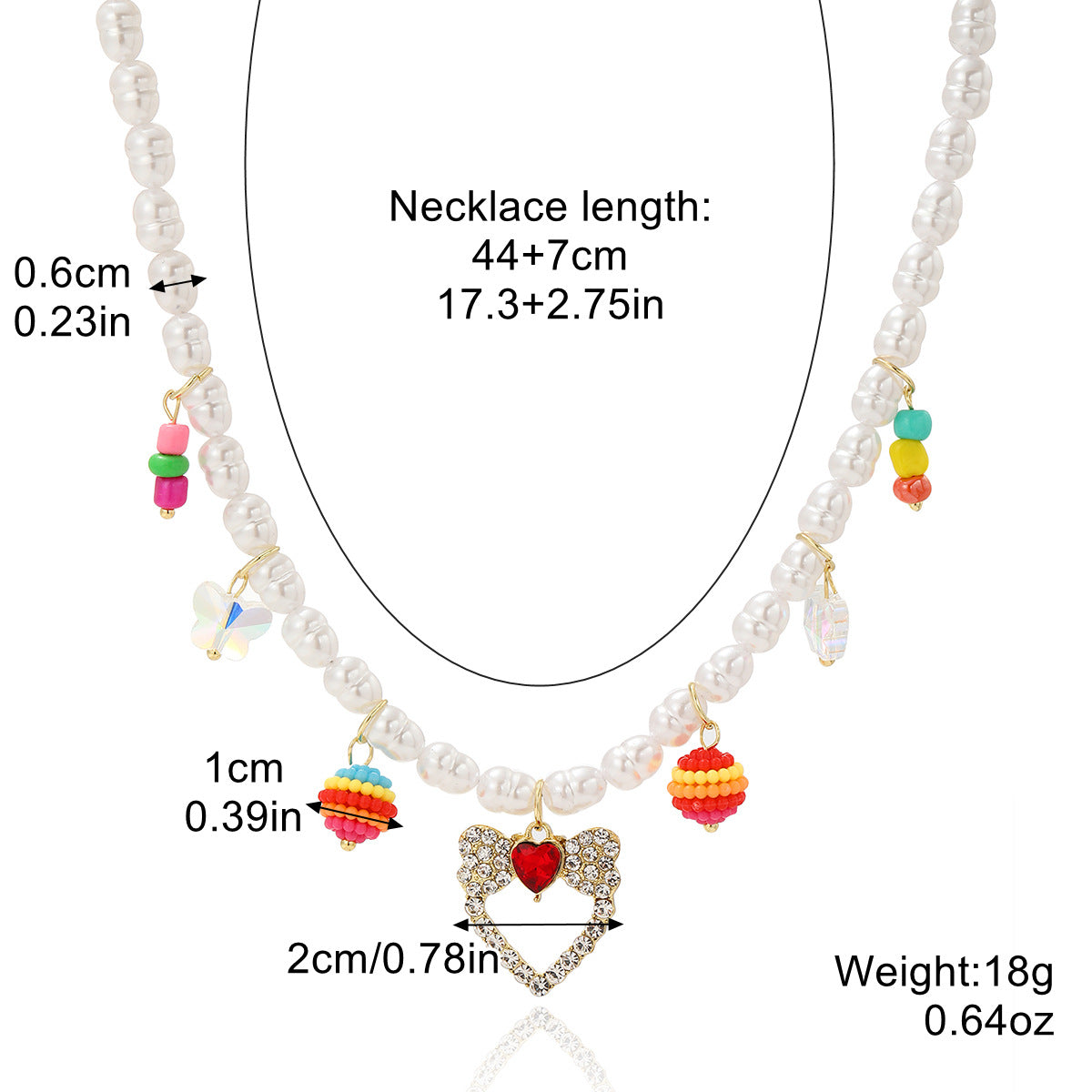 Wholesale Colorful Pearl Crystal Polymer Clay Beaded Necklace ACC-NE-ManYi004