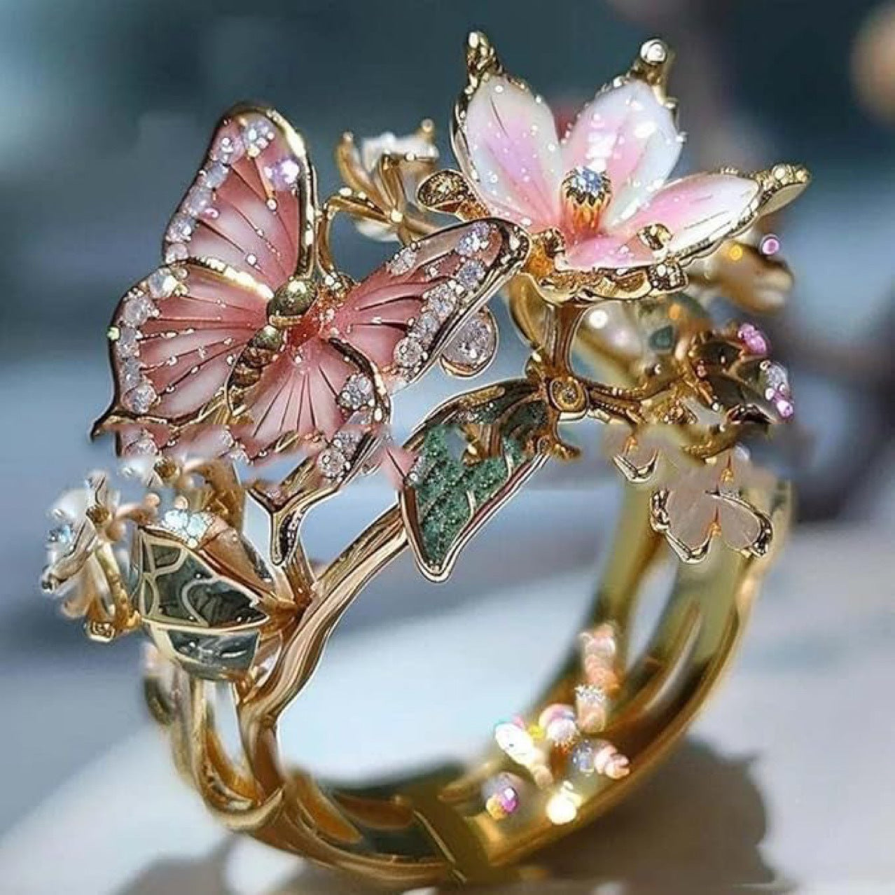 Wholesale color drop oil ring butterfly finger  opening ring