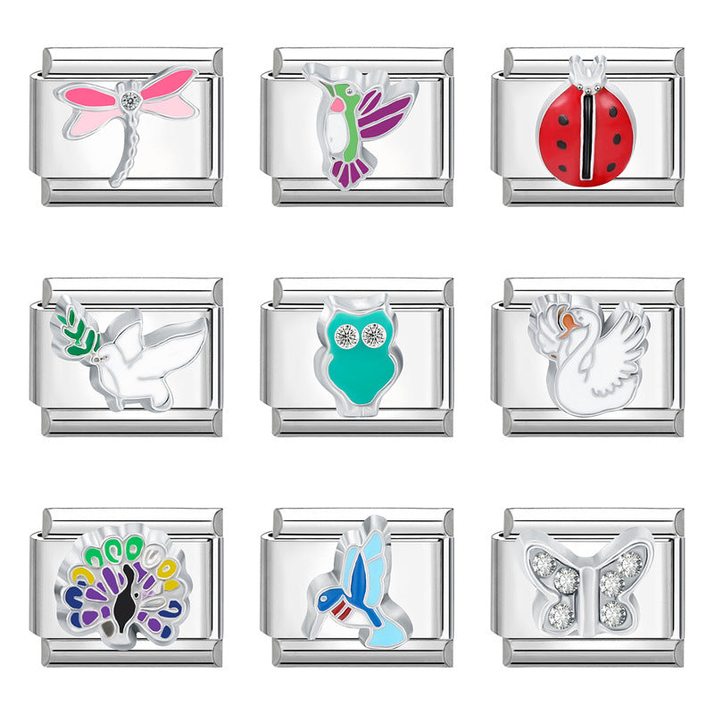 Wholesale Italian Charm Bracelet 9mm DIY Splicing Insect Series Stainless Steel Composable Bracelet