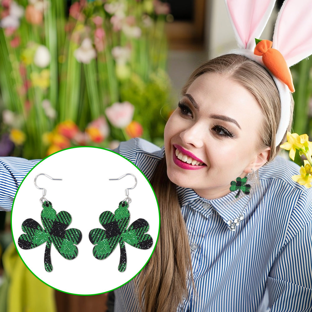 Wholesale St. Patrick's Day Earrings Green Clover Hat Earrings