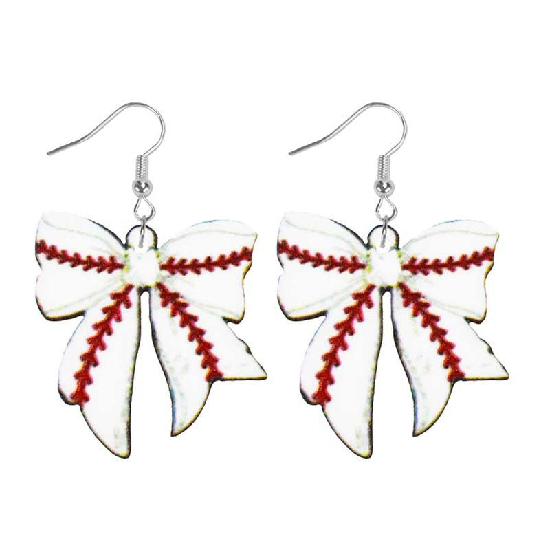 Wholesale Sports Style Baseball Basketball Football Football Football Volleyball Bowtie Shape Women Acrylic Earrings